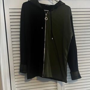 Black and Green Zip-Up Hoodie